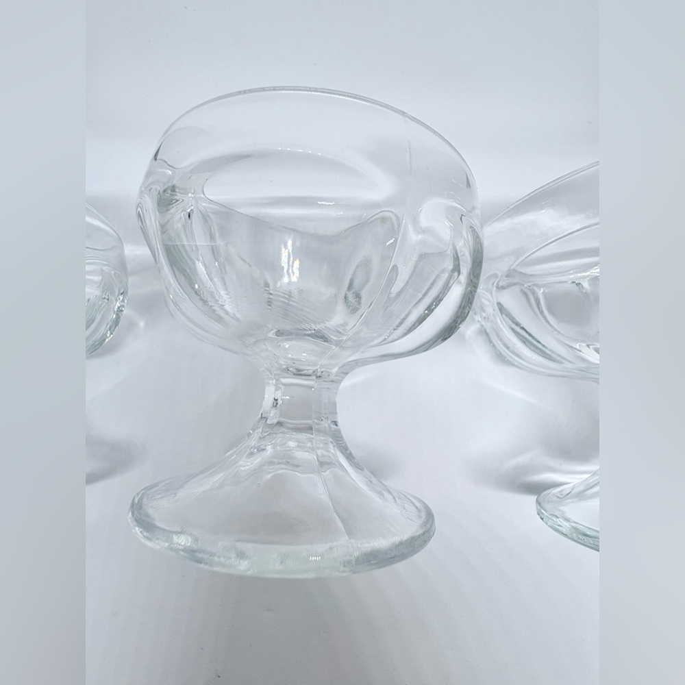 Vintage Clear Pressed Glass Sherbet Dessert Cups Set of 3 Swirl Panel - Picture 2 of 7